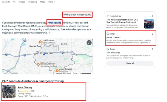 Amar Towing — AI Overview screenshot 2