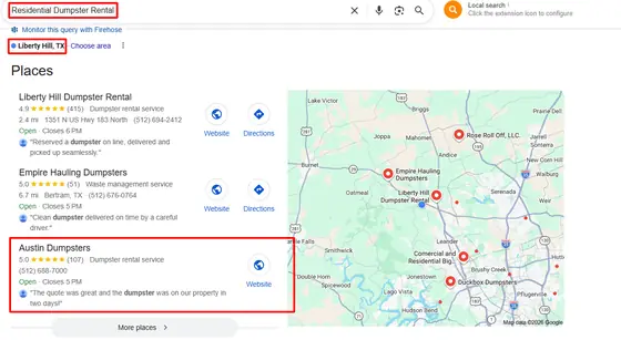 Austin Dumpsters — Google Map Rankings screenshot 8