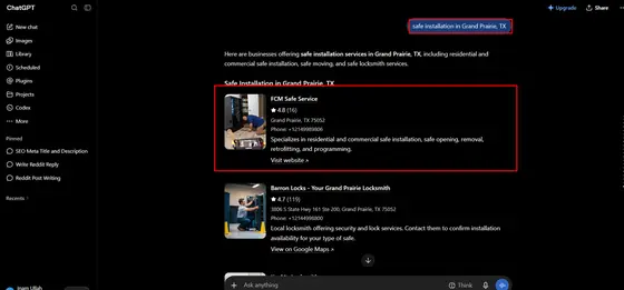 FCM Safe Service — LLM Visibility screenshot 1