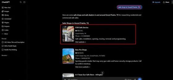 FCM Safe Service — LLM Visibility screenshot 2