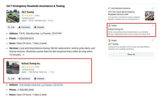 Kritical Towing Inc. — AI Overview screenshot 4
