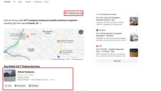 Kritical Towing Inc. — AI Overview screenshot 7