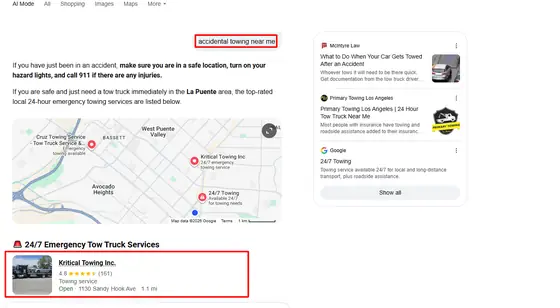 Kritical Towing Inc. — AI Overview screenshot 8