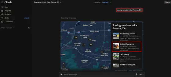 Kritical Towing Inc. — LLM Visibility screenshot 5