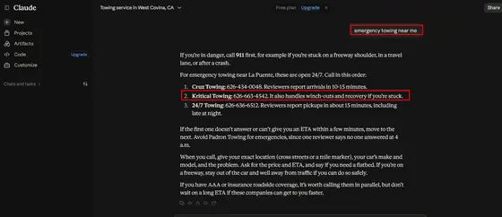 Kritical Towing Inc. — LLM Visibility screenshot 8