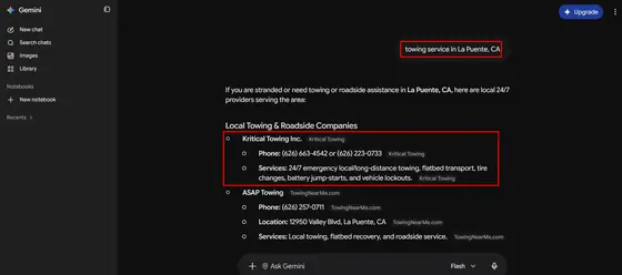 Kritical Towing Inc. — LLM Visibility screenshot 9