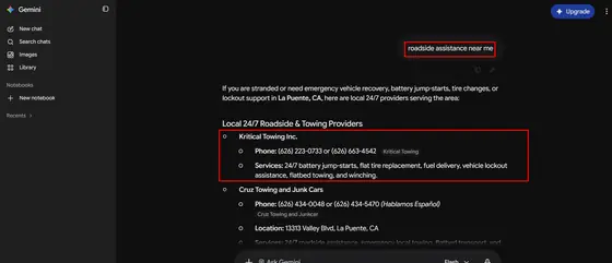 Kritical Towing Inc. — LLM Visibility screenshot 10