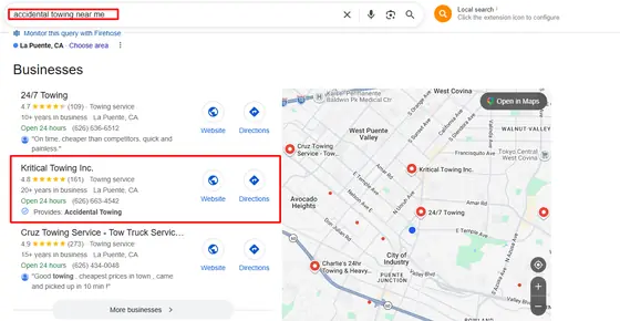 Kritical Towing Inc. — Google Map Rankings screenshot 10