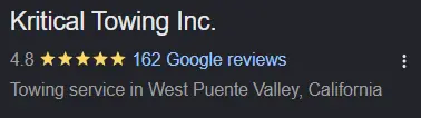 Kritical Towing Inc. — Reviews screenshot 1