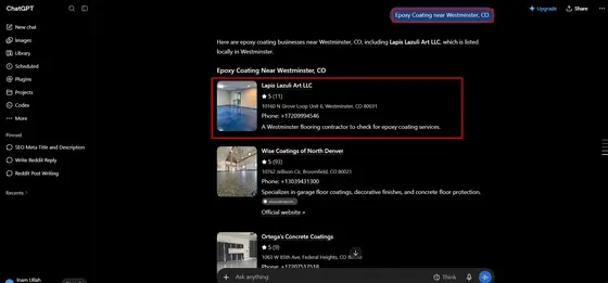 Lapis Lazuli Art LLC — LLM Visibility screenshot 1