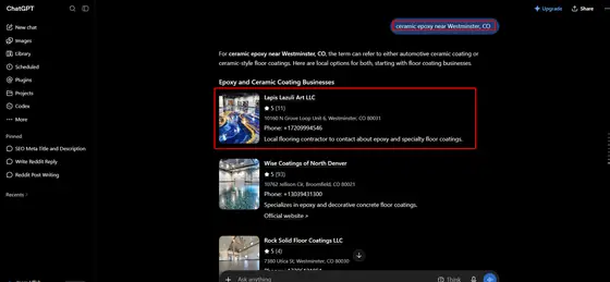 Lapis Lazuli Art LLC — LLM Visibility screenshot 3