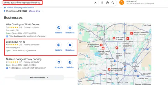 Lapis Lazuli Art LLC — Google Map Rankings screenshot 2