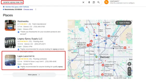 Lapis Lazuli Art LLC — Google Map Rankings screenshot 5