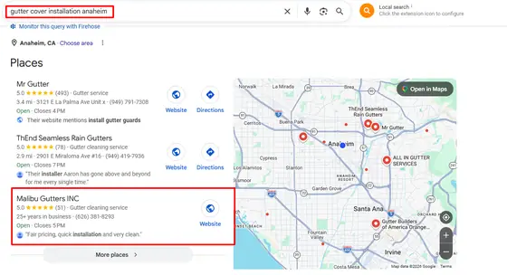 Malibu Gutters INC — Google Map Rankings screenshot 8