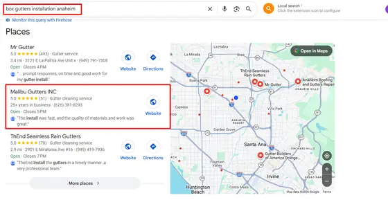 Malibu Gutters INC — Google Map Rankings screenshot 10