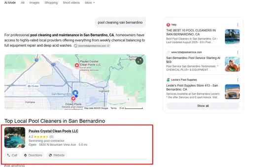 Paules Crystal Clean Pools — AI Overview screenshot 1