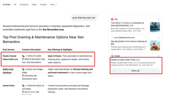 Paules Crystal Clean Pools — AI Overview screenshot 3