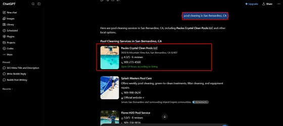 Paules Crystal Clean Pools — LLM Visibility screenshot 1