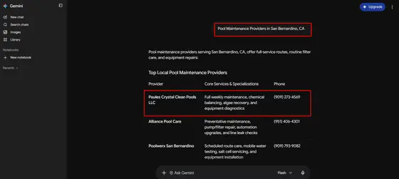 Paules Crystal Clean Pools — LLM Visibility screenshot 9