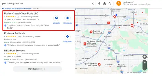 Paules Crystal Clean Pools — Google Map Rankings screenshot 3