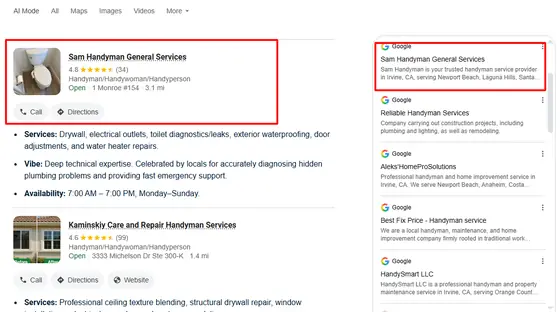 Sam Handyman General Services — AI Overview screenshot 2
