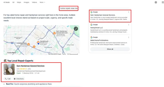 Sam Handyman General Services — AI Overview screenshot 3