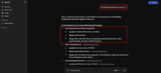 Sam Handyman General Services — LLM Visibility screenshot 7