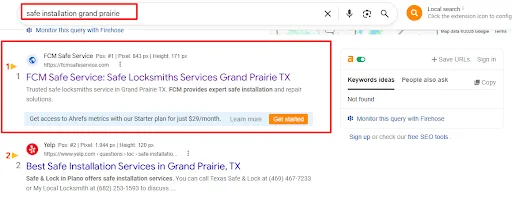 First organic result for the same search