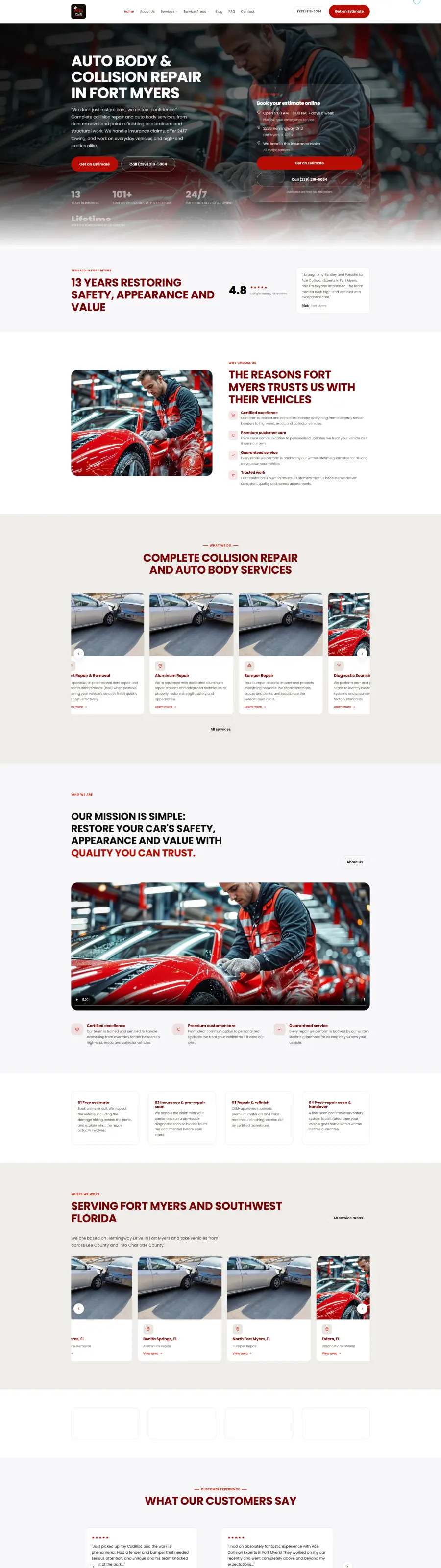 Ace Collision Experts website