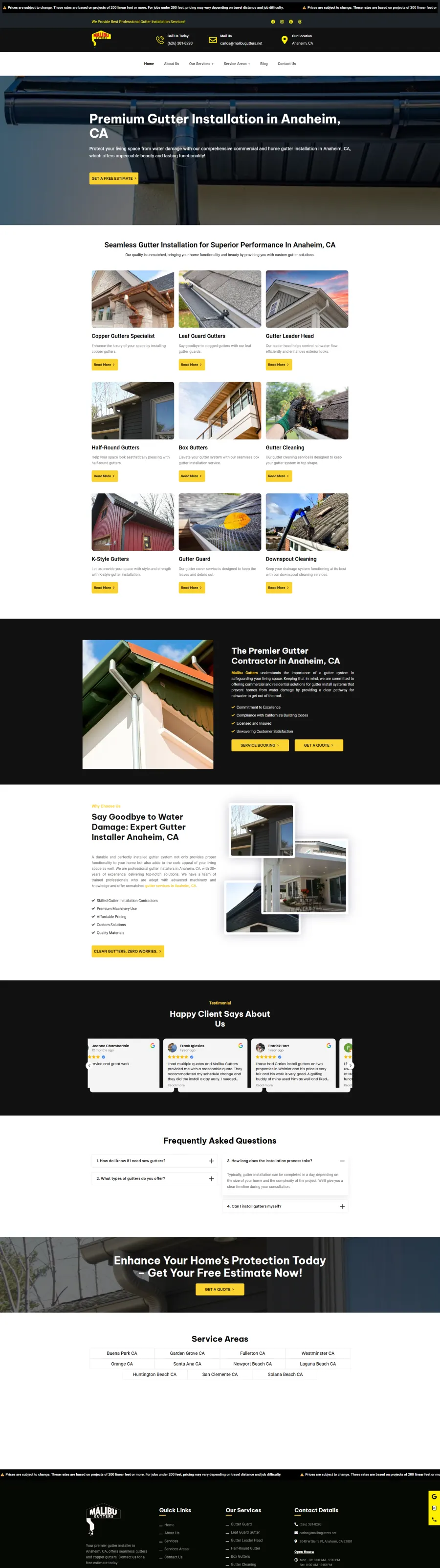 malibugutters.co website